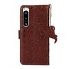 For Sony Xperia 5 IV 5G Case RFID Blocking Genuine Cow Leather Phone Case Ostrich Texture
