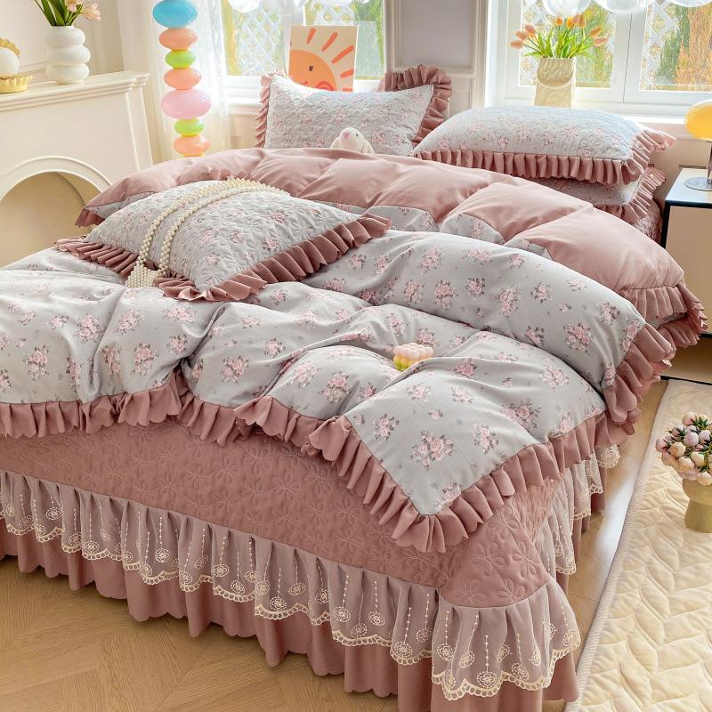 Комплект постельного белья класса А для матери и младенца, 4 предмета, утолщенные стеганые простыни, 3 предмета, комплект маленького жаккардового пододеяльника из бамбукового хлопка, осень, зима