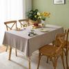 Linen Cotton Plaid Tablecloth With Tassel Trim Rectangular Dining Table Cover Nordic Minimalist Home Decor
