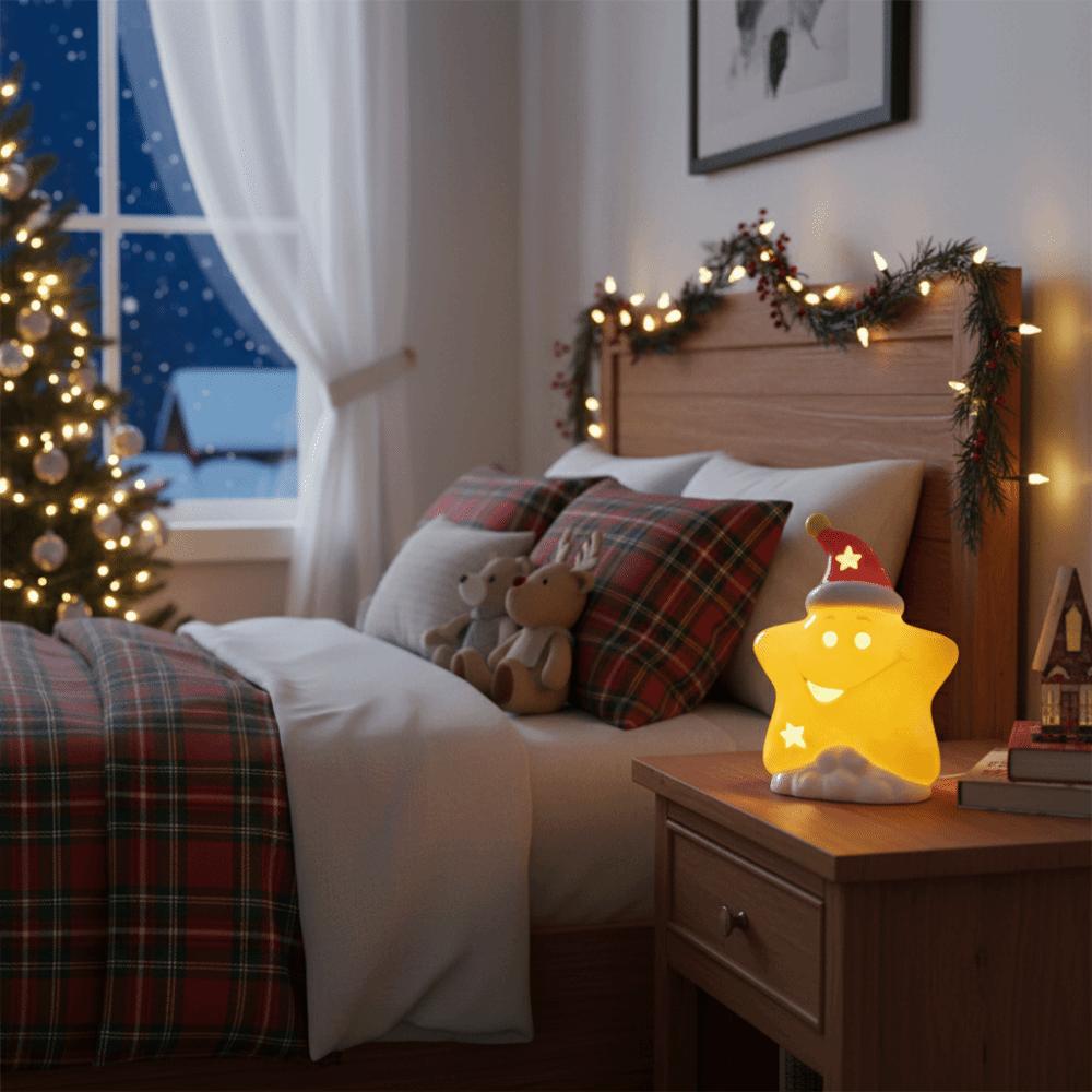 Warm Ambient Star Night Light Ceramic Material Table Ornament Festive Ceramic Lamp  Interior Spaces