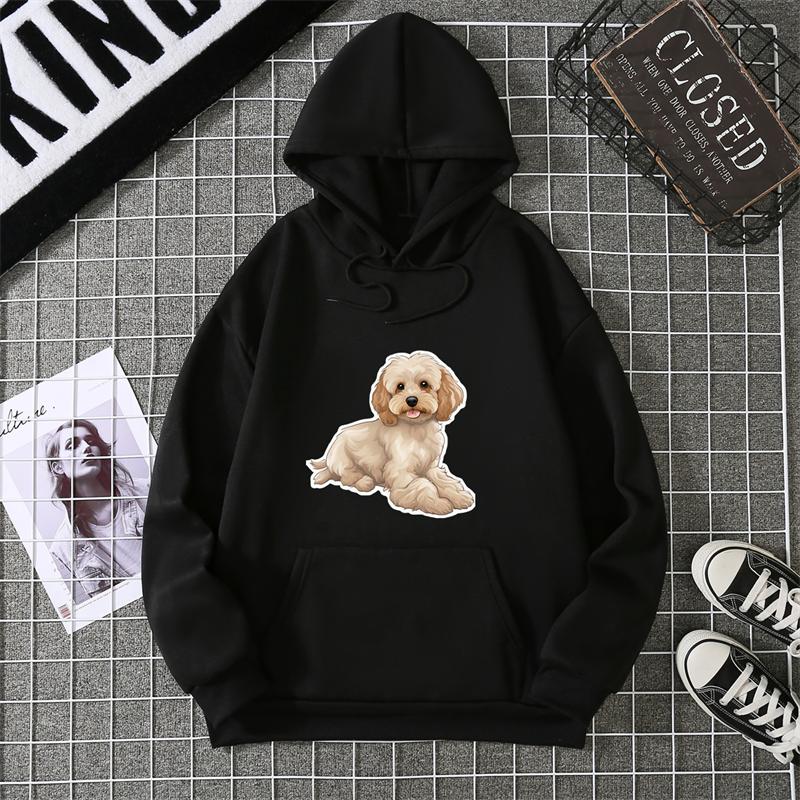 Spring Summer Women's Hoodie 3D Kawaii Dog Printed Fashion Casual Long Sleeve Round Neck Top Loose Clothing