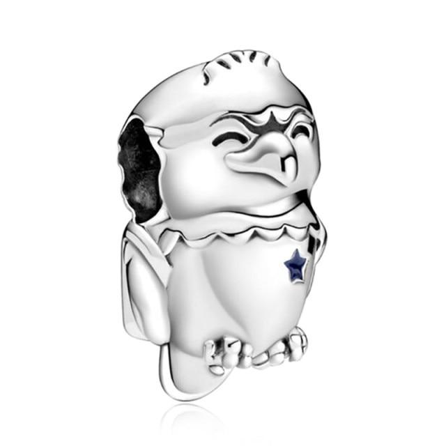 Silver Animal Cat Panda Rabbit Rabbit Lion Owl Unicorn Horse Jewelry Pendant Bracelet DIY Fit Original Bracelet