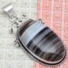 Pendant Grey Botswana Agate Gemstone Mother's Day Gift Silver Jewelry 2.25"