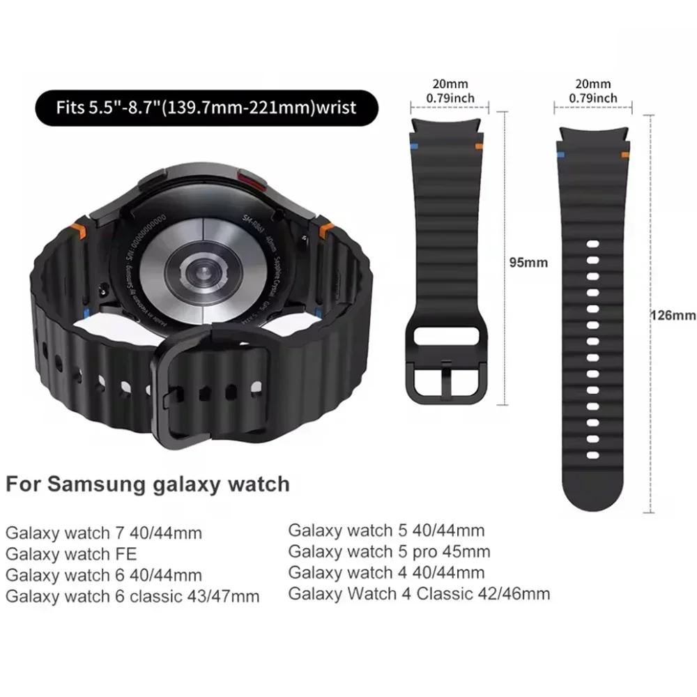 Original Silicone Strap For Samsung Galaxy Watch 7 Bracelet Belt Correa Galaxy Watch 7/FE/5 Pro Watch 6/4 Classic 44mm 40mm Band