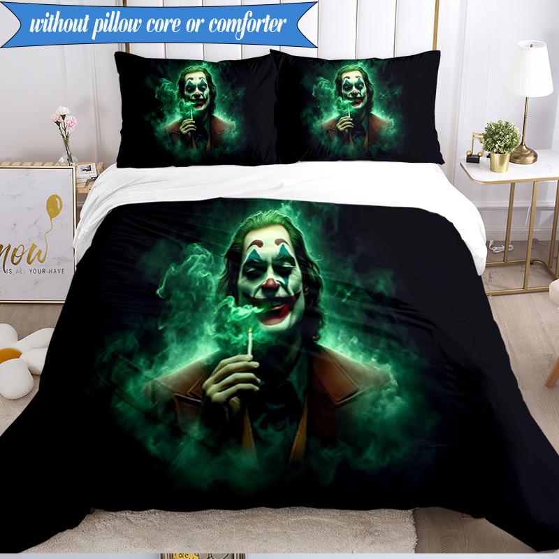 3PCS Clown Bedding Set Duvet Cover Closure Includes 1 Duvet Cover & 2 Pillowcases for All Seasons Bedroom Decor Christmas Fan gifts