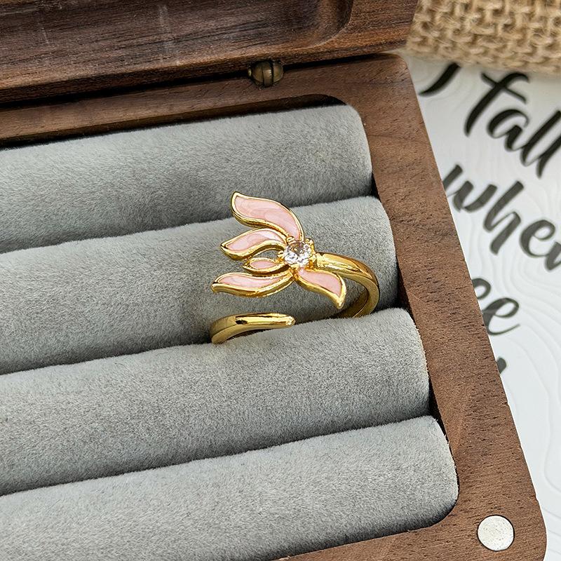 Милое эмалированное кольцо с наслоением, с капающим маслом, в виде цветка, темпераментное, открытое, женское, модное, нишевый дизайн, ощущение легкой роскоши