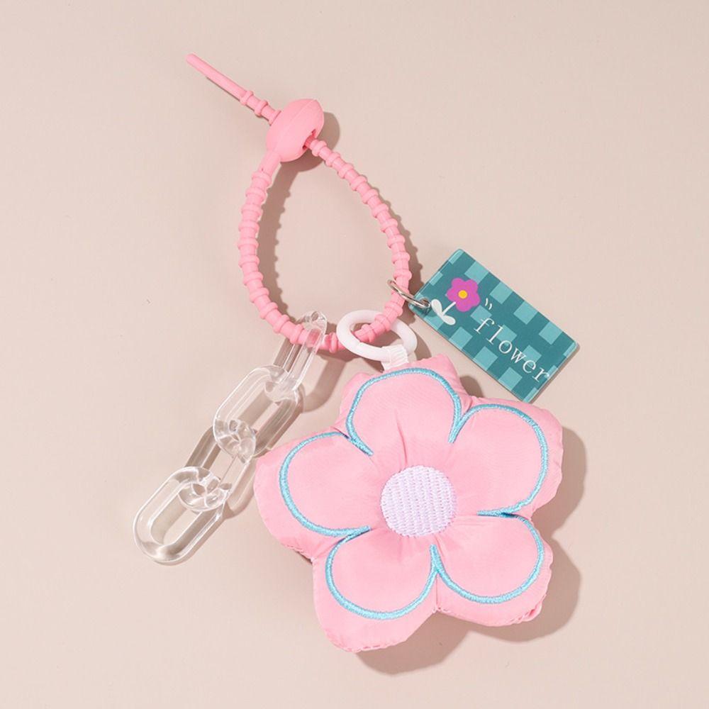 Cloth Flower Bag Pendant Acrylic Chain Floral Lanyard Creative Fresh Backpack Decoration  Children