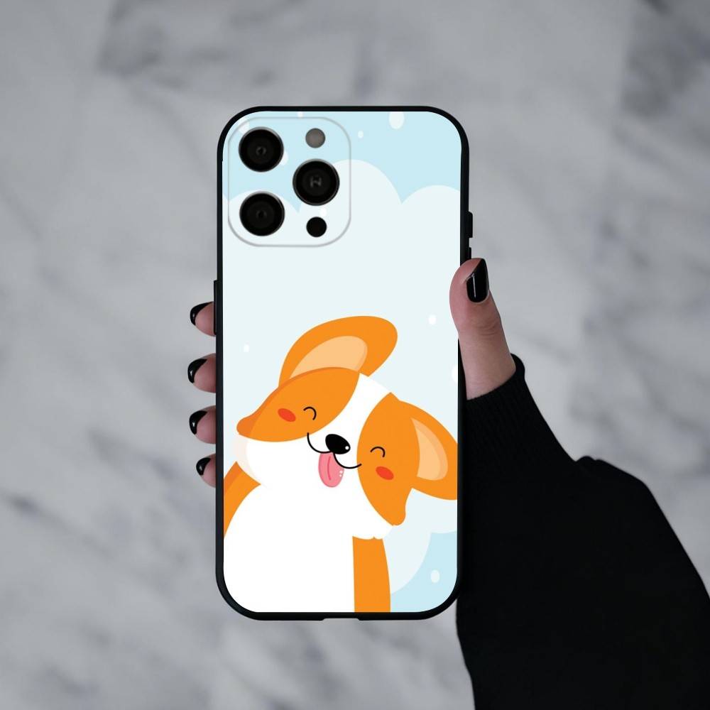 C-Милый корги D-собака-G Чехол для телефона для iPhone 17pro,16,15,14,13,12,11 Plus,Pro Max,XS,Мягкий силиконовый черный чехол