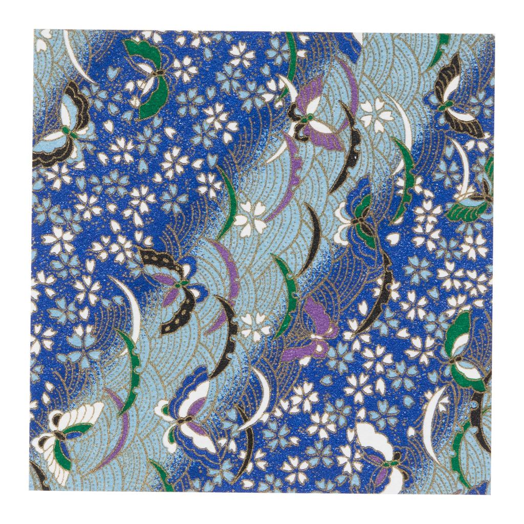 Kawasumi Washi Chiyogami Yuzen Washi 15 15 Синяя бумага, 15x15см, Узоры, Листы,