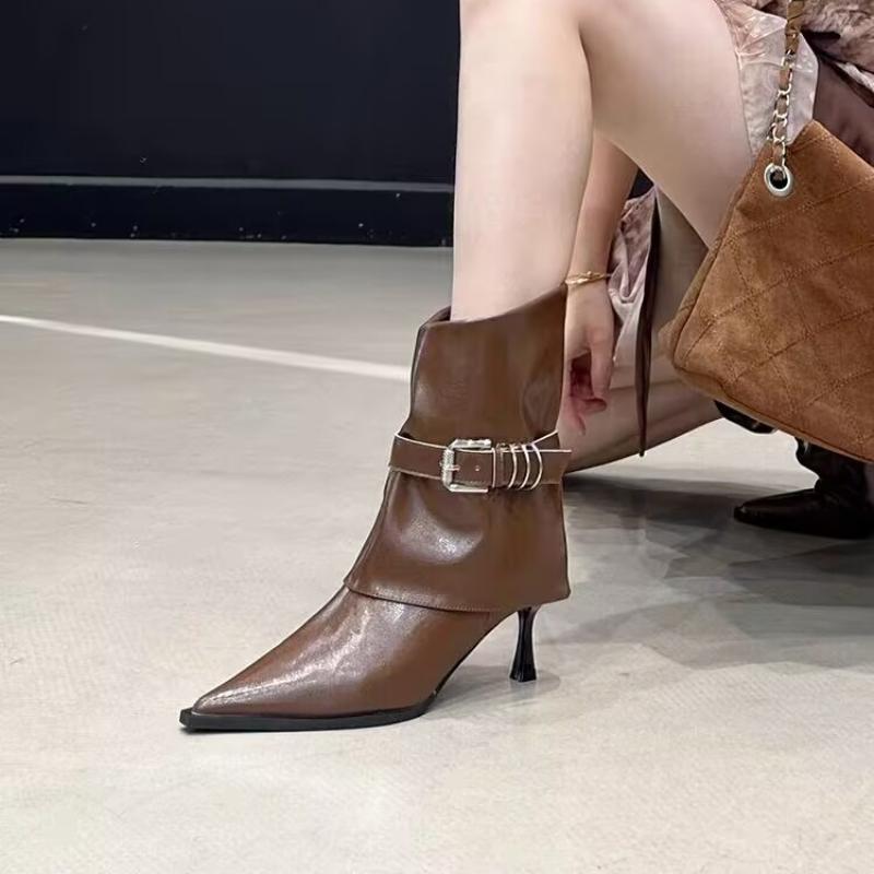 2025 Designer Women Boots Pointed Toe High Heels Sexy Shoes 2025 Brand Pumps Winter Woman Chelsea Boots Leather Shoes