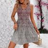 Женское летнее модное повседневное плиссированное платье без рукавов с v-образным вырезом и градиентным принтом