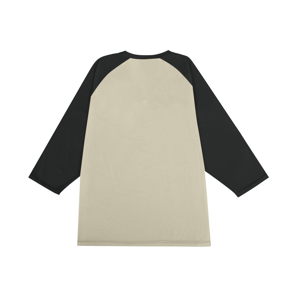 Men's Round Neck Contrast Color Raglan Three-quarter Sleeve Top T-shirt