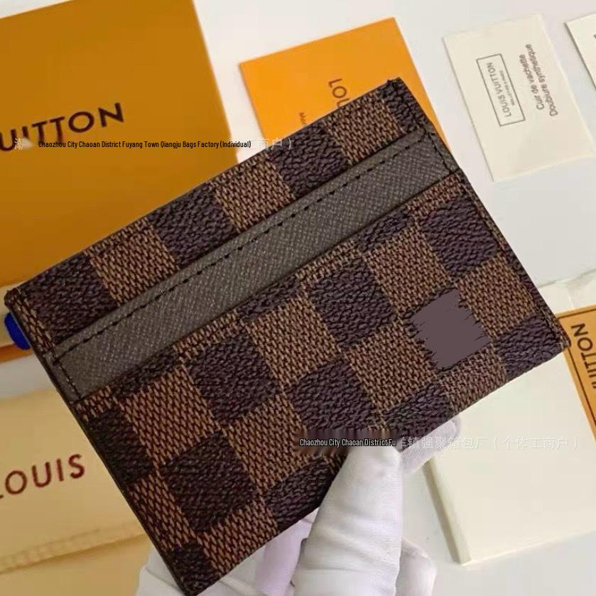 Винтажный клетчатый маленький кошелек для нескольких карт с логотипом