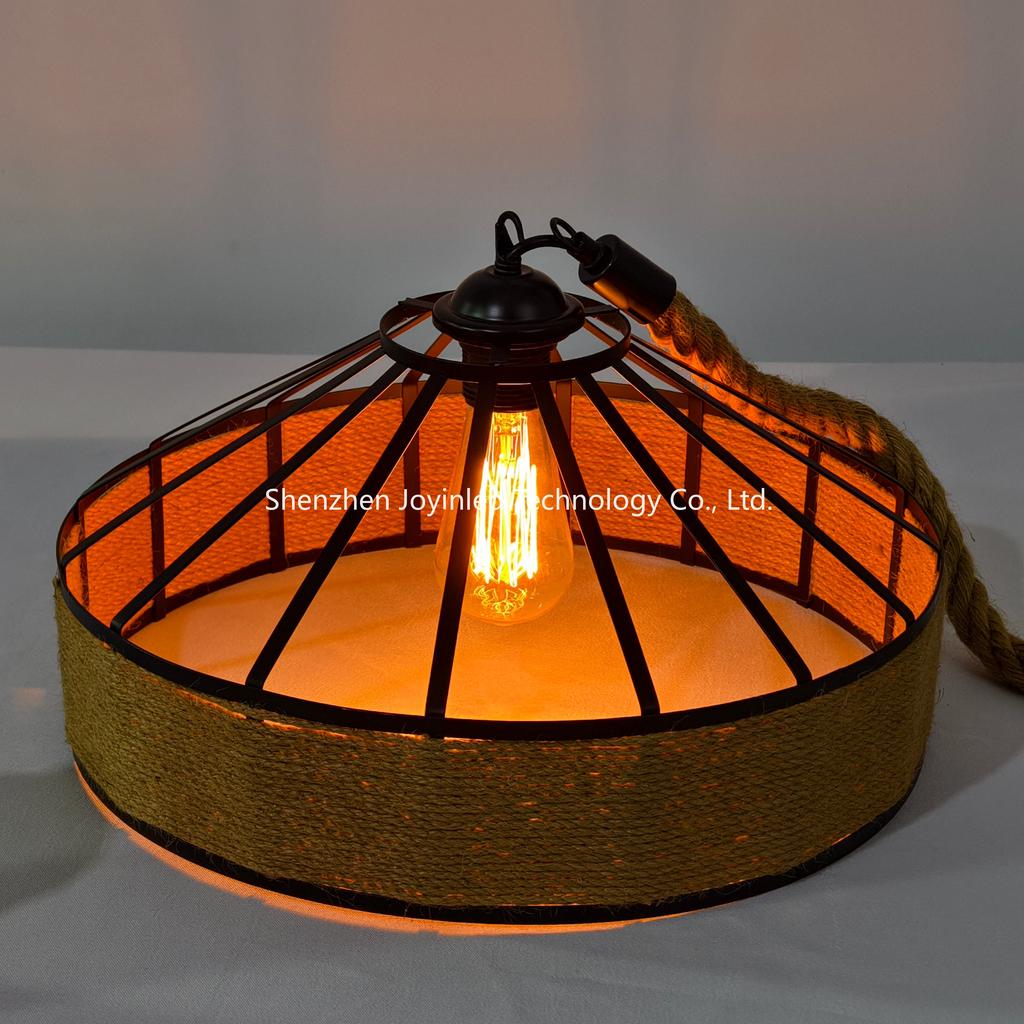 Industrial Hemp Rope E27 Pendant Lamp Nordic Retro Antique Loft Country Kitchen Bar Restaurant Decoration Creative Hanging Lamp