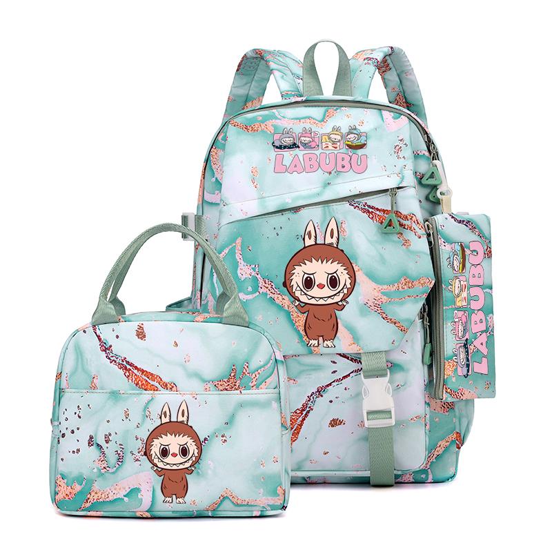 3Pcs/set Cute Printed Backpack Lunch Bag Pencil Case Teen Child Girl Kid Schoolbag Student Bookbag Knapsack Women Travel Bag Gift