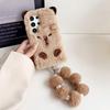 Cute Brown Hair Clip Capybara Plush Phone Case and with Chain for Samsung Galaxy S20 S21 S22 S23 S24 Fall/winter Phone Case