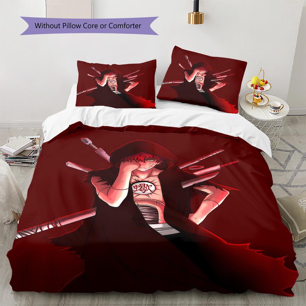 Sasori Akatsuki Robe Pattern Bedding Quilt Set Home Decoration Gift (1 * duvet cover + 2 * pillowcase without core)
