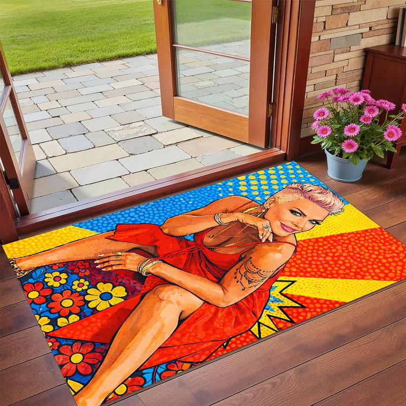 Crystal Velvet Rug Soft Non Slip Indoor Floor Mat Home DecorP!nk singer