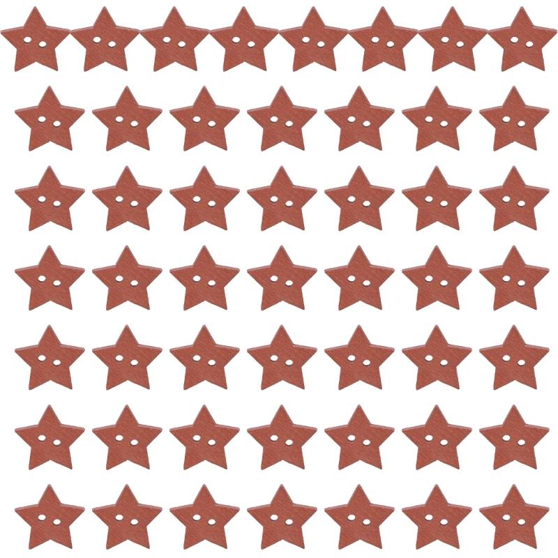 Five Point Star Shape Wooden Buttons 2 Hole Button 20mm Sewing Buttons for Art Craft Sewing Knitting Clothing Decoration