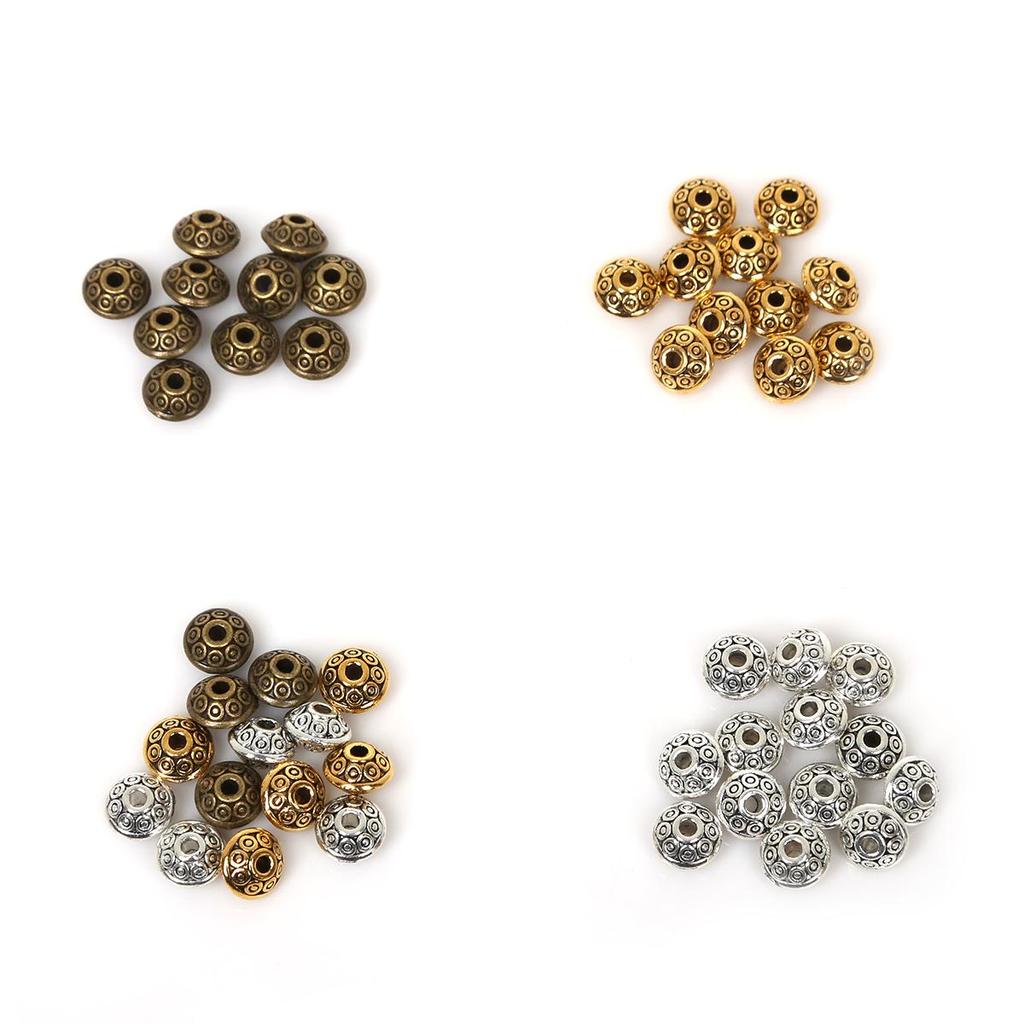 3000Pcs 6mm Tibetan Metal Beads Antique Gold Silver Oval UFO Shape Loose Spacer Beads for Jewelry Making DIY Bracelet Charms