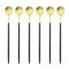 6Pcs/Set Black Long Handle Cutlery Matte Stainless Steel Spoons Polished Stirring Drink Ice Cream Dessert Tea Spoons Dinnerware