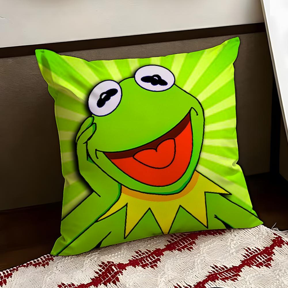 Funny KKermit the Frog Cushion Cover Reversible Soft Durable Pillow Cover Home Car MultiScene Use for Daily Comfort
