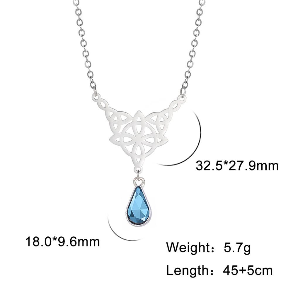 Xiaomi Skyrim Triquetra Irish Knot Wicca Pendant Necklace Crystal Water Drop Neck Chain Choker Women Stainless Steel Witch Knot Jewelry
