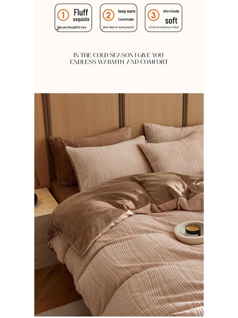 Японский класс А Полностью матовый бархатный 3D резной комплект зимнего постельного белья из 4 предметов Мать-ребенок