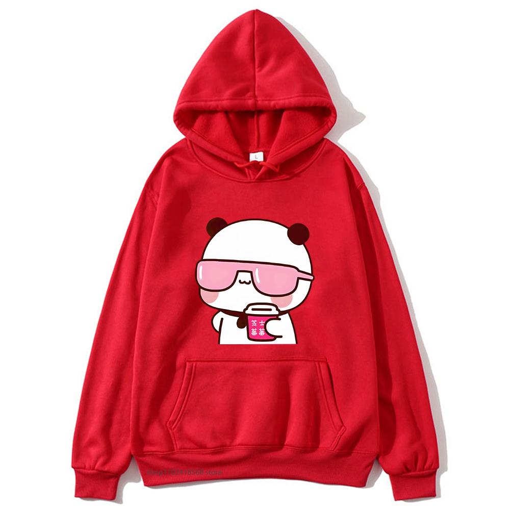 Толстовки с капюшоном для пары Bubu Is Watching Movie With Dudu Толстовка большого размера с принтом «Мультяшный кавайный пуловер Harajuku Unisex Women Sudaderas»