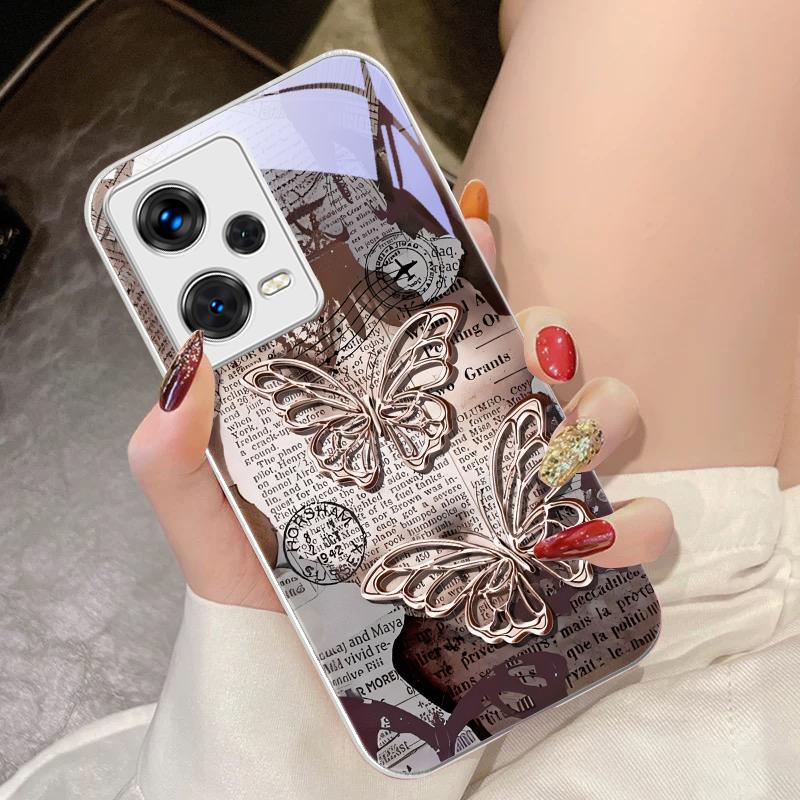 Винтажная Бабочка Для Xiaomi 14 Ultra 13 Lite Redmi Note 13 11 Pro 12 Plus Poco X6 3 Pro F4 6 GT Закаленное Стекло Чехол Для Телефона