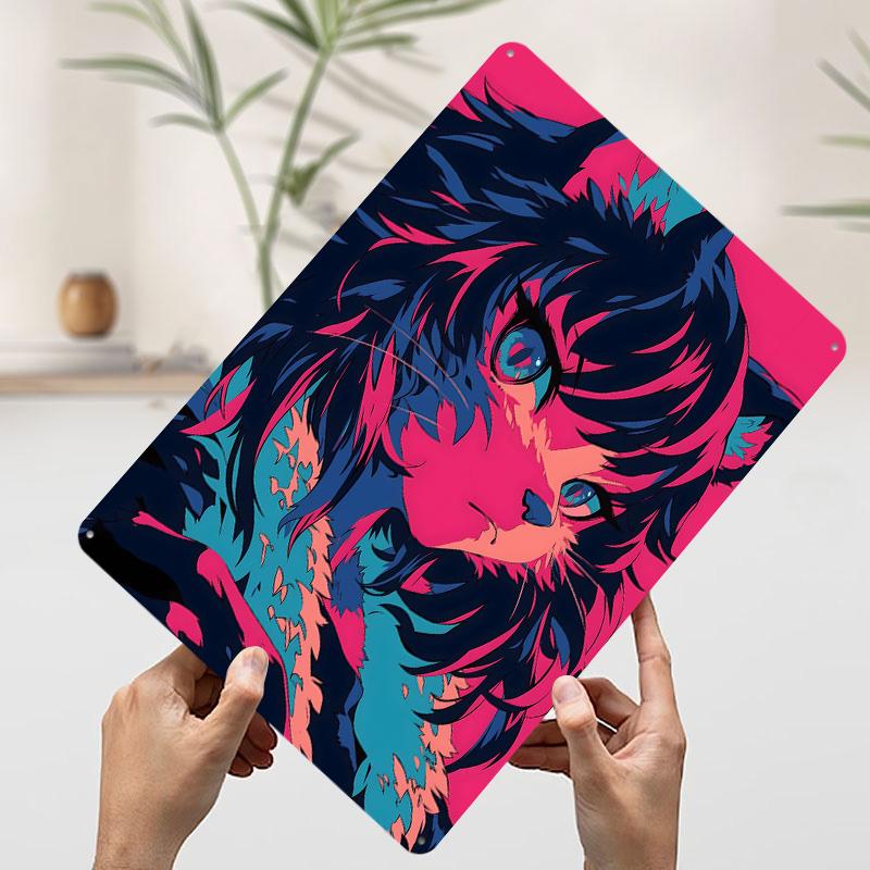 Feline Anime Character Poster Customized Vintage Metal Signs Wall Art Retro Tin Plaque for Room Decoration At Home Decor Items