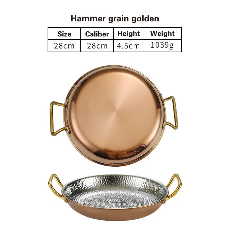 Кастрюля для испанского риса с морепродуктами из нержавеющей стали 304 Коммерческая тарелка для раков Кастрюля с плоским дном для тушеного риса Сковорода с двумя ручками для жарки хот-пот