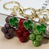 1 шт. Маленький кулон с листьями Виноград Брелок для женщин девочек Полностью стразы Милый брелок для ключей автомобиля Подвеска для сумки Имитация фруктов
