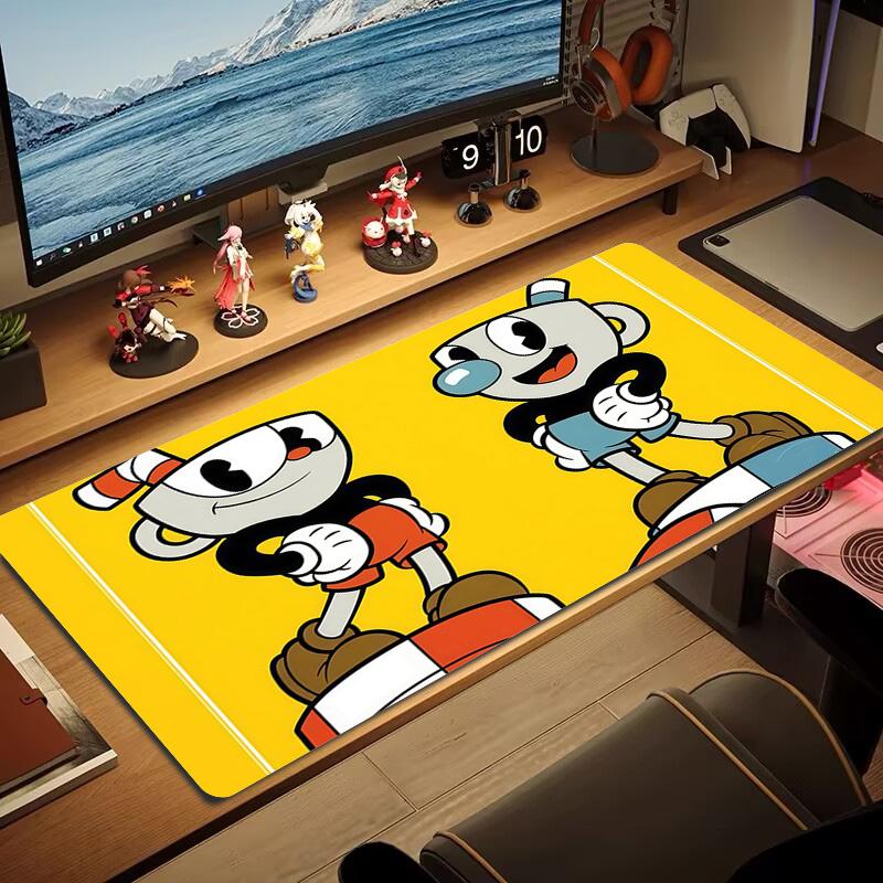 Cuphead & Mugman Print Cushion Non-slip Laptop Tablet Big Mousepad XXL Mat Mini PC Playmat With Lock edge