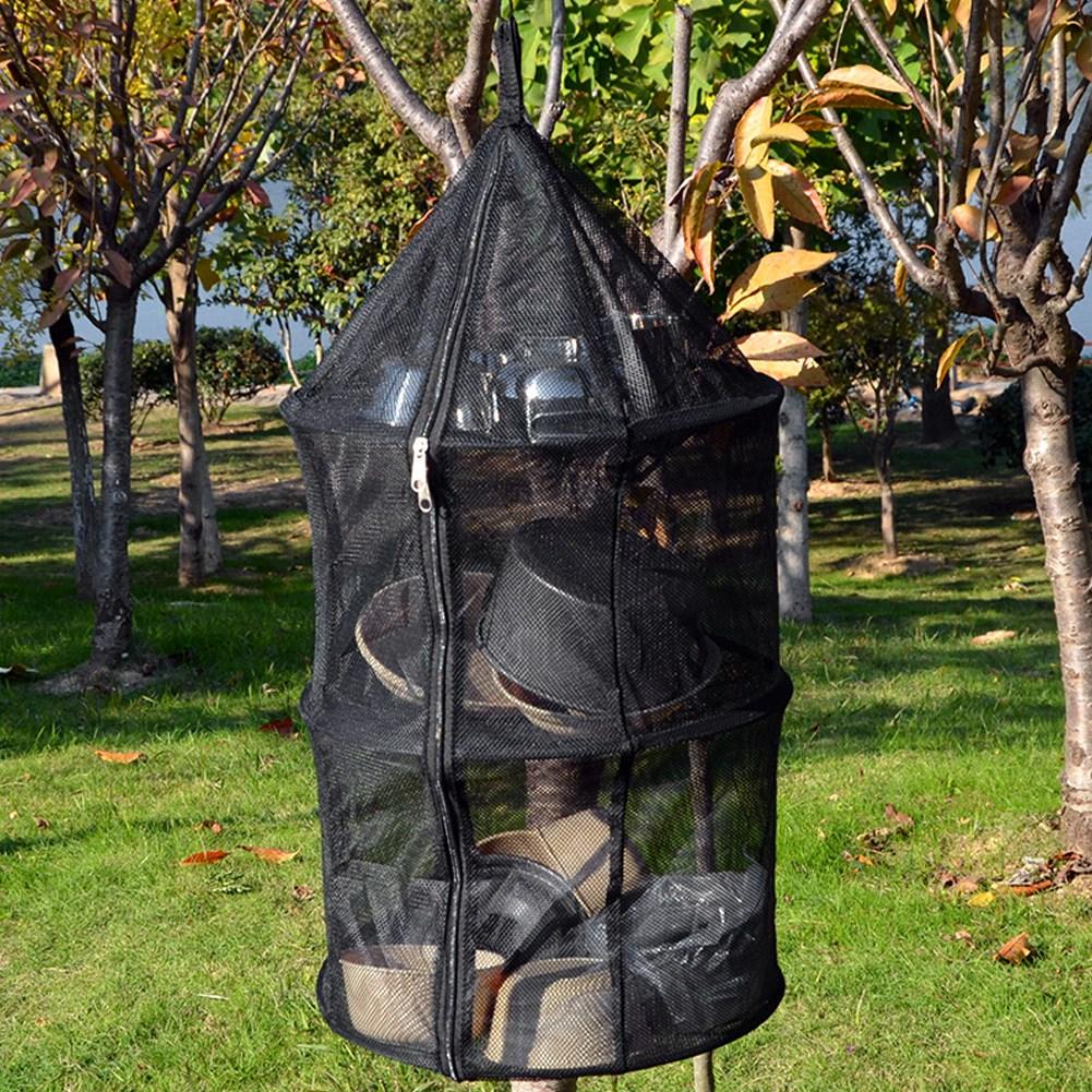 3 Layer Foldable Hanging Clothing Dry Net for Outdoor Picnic Travel Camping