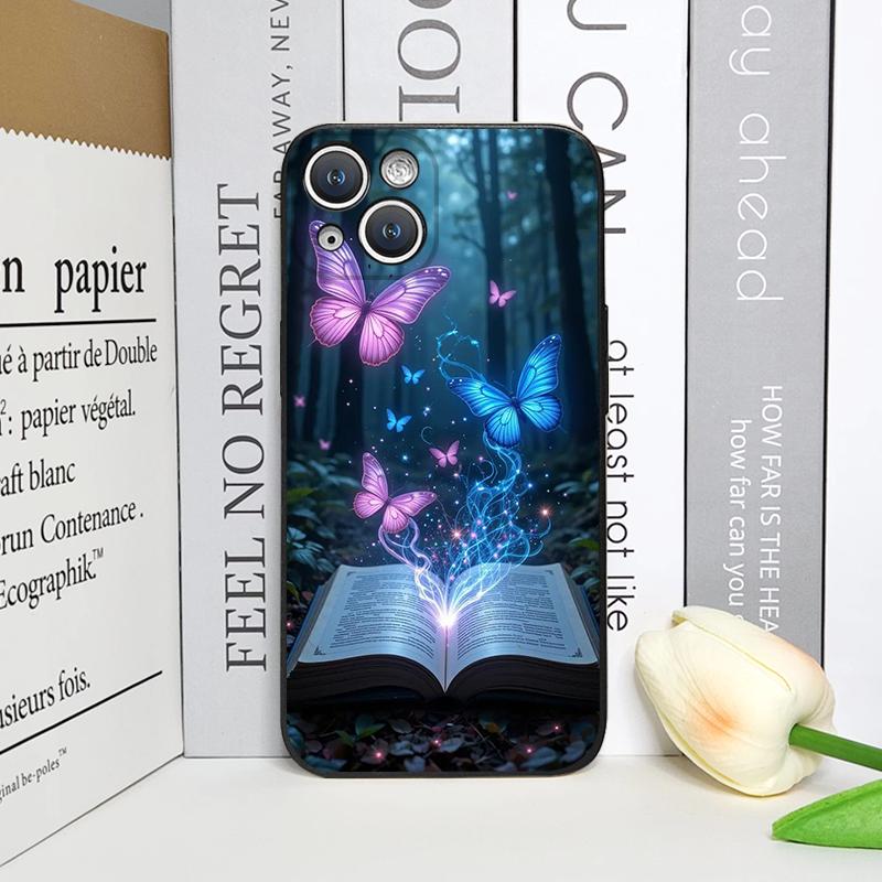 Красивый чехол для телефона с принтом «Лесная бабочка и книга» для iPhone 17 16 12 11 14 13 15 Pro Max Mini X XS MAX XR 7 8 Plus Мягкая крышка