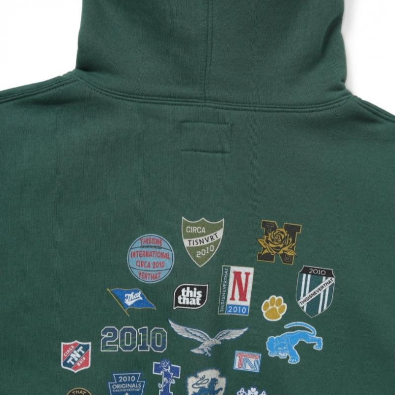 Это никогда не будет Pins Hoodie Темно-зеленый