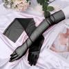 Women Bridal Transparent Tulle Full Finger Long Gloves Mittens for Wedding Party Photography Accessories