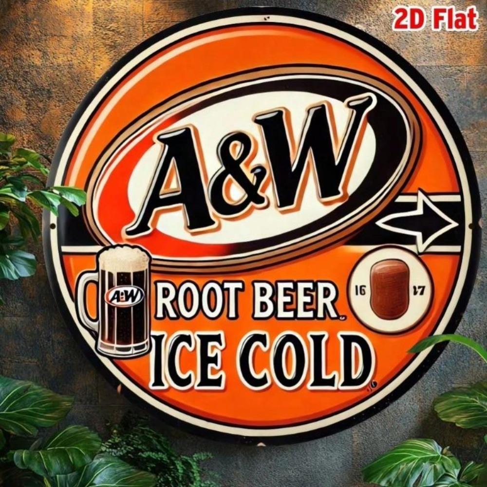 Винтажная алюминиевая жестяная вывеска A&W Root Beer 2D 7,8 дюйма Ретро Настенное искусство Домашний декор