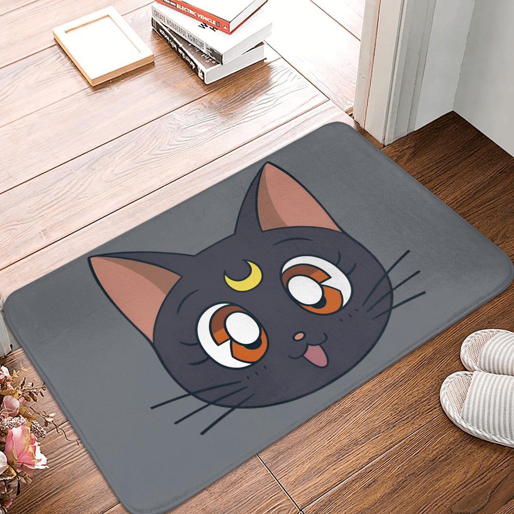 Anime Sailors Moons Luna Cat Doormat Non-Slip Entrance Bath Kitchen Floor Door Mat Bedroom Balcony Carpet Rug
