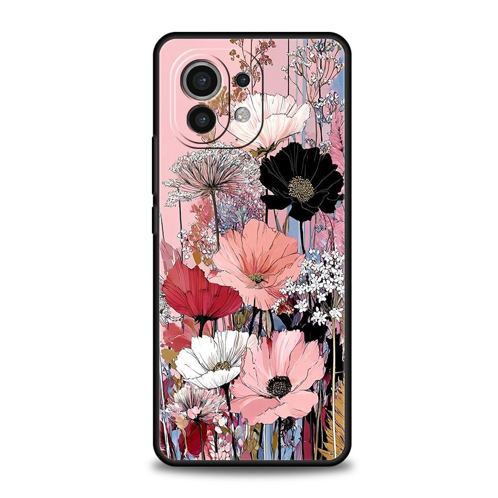 Абстрактные Растения Цветок Чехол для Телефона для Xiaomi Mi 17 Pro Max 15 14 13 12 11 Ultra 15T 14T 13T 12T 11T Pro Lite Мягкий ТПУ Чехлы