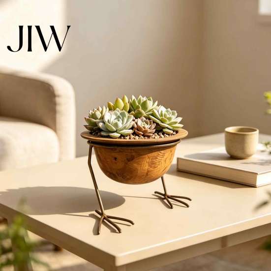 Outdoor Plant Container Metal Bird Foot Planter Bowl, Vintage Chicken Duck Paw Base Small Succulents Sculptural Flower Bowl Pot, Rustproof Flowerpot