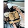 Ladies' Large Capacity Bucket Bag with Chain Bar, Single Shoulder Crossbody Bag, Woven Straw, Retro, Simple, High-end Feeling, Backpack