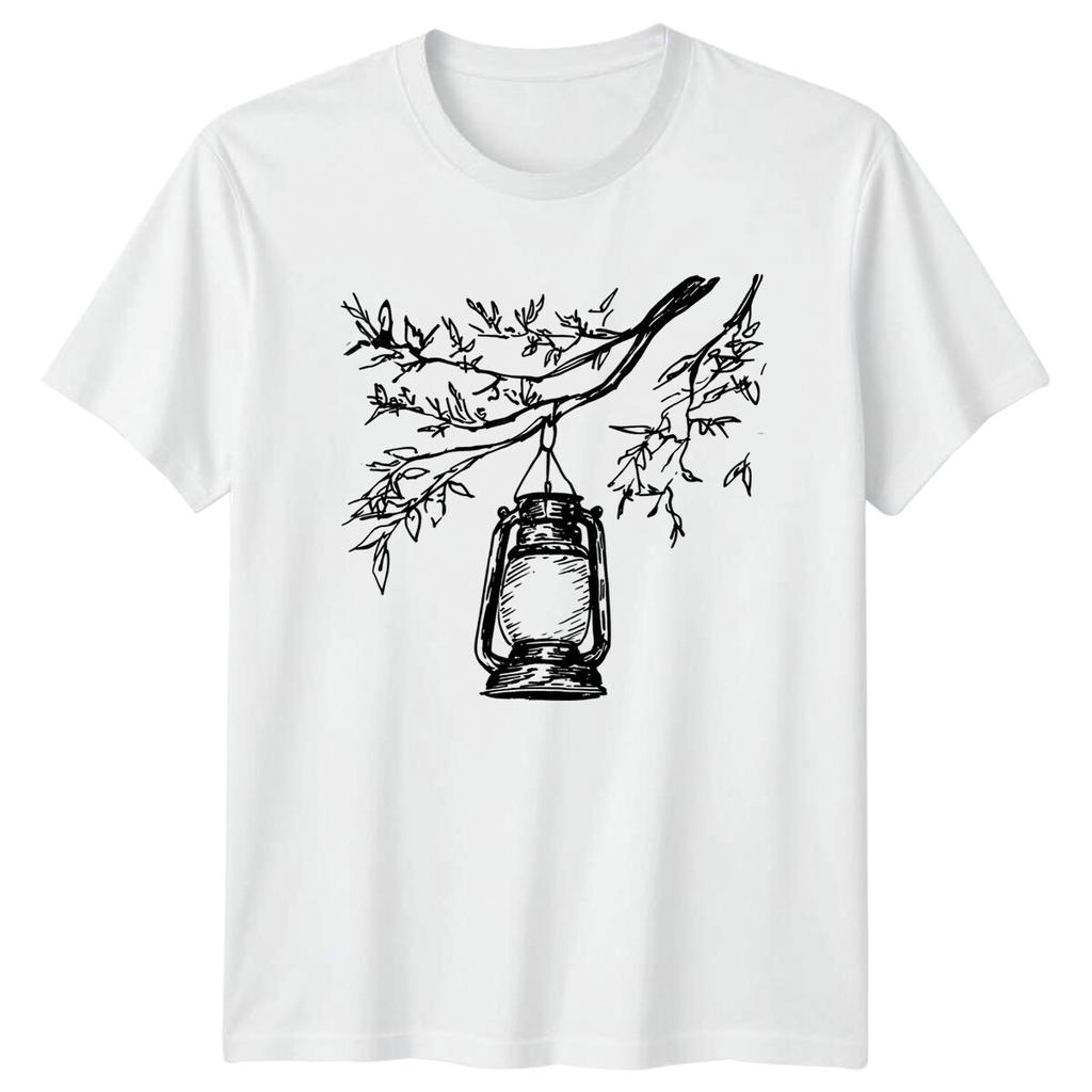 Lantern Camping Outdoors Graphic Tee Unisexs Unisexs Unisex TShirt Tree Sketch Light