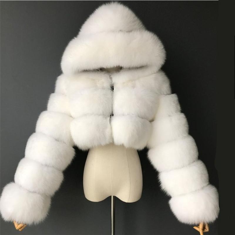 Women's Autumn And Winter Short Imitation Fur Coat Long-sleeved Patchwork Jacket Fashion Warm Hooded Jacket