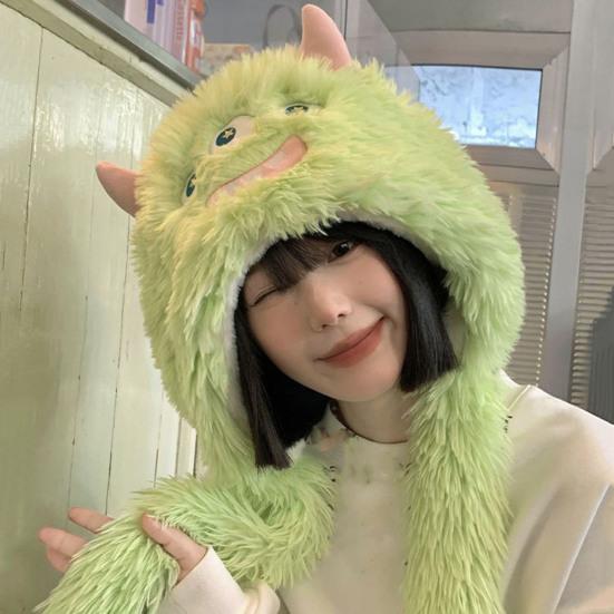 Забавная плюшевая шапка с мультяшным дизайном, супермягкая, ультра-толстая, приятная для кожи, ветрозащитная, очаровательная термоплюшевая шапка, головной убор