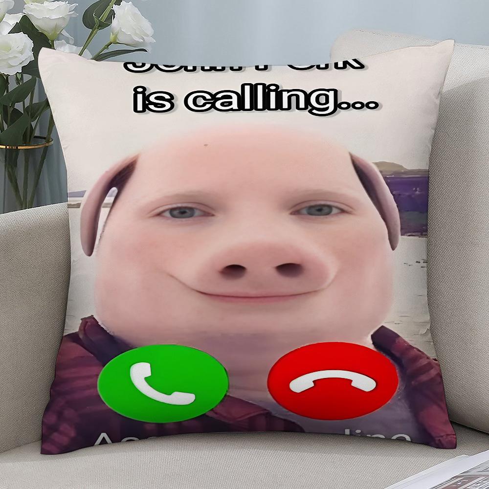 Наволочка John Pork Is Calling 3D-печать Полиэфирное волокно 40*40 см Декоративная наволочка для дивана Подарок на фестиваль