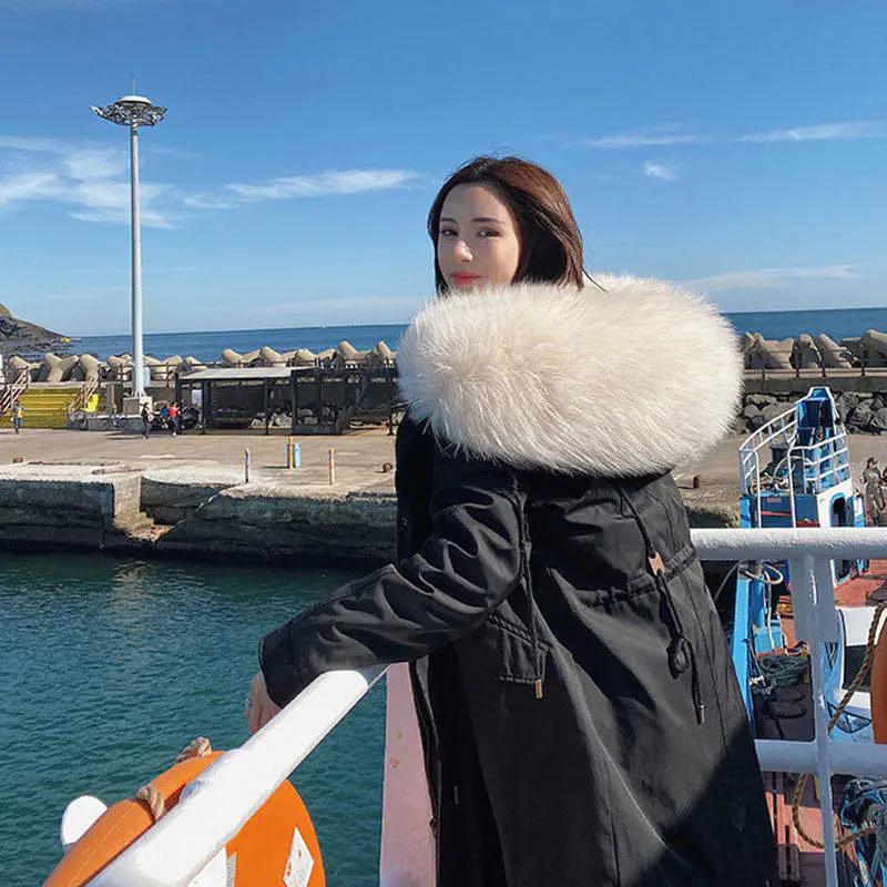 WTEMPO Осень-зима Женские свободные съемные пальто с подкладкой из искусственного меха, большие размеры, однотонные повседневные куртки с капюшоном, женские теплые длинные парки
