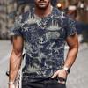 Vintage Men's Short Sleeve Shirt Compass Print T-shirt Nautical Tops Summer O-Neck Sweatshirt Tees Designer Daily Mens Clothing
