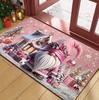 A Single Front Door Mat Featuring An Autumn Pumpkin and Polka Dot Design Farmhouse Aesthetic. This Indoor Doormat Is Carpet